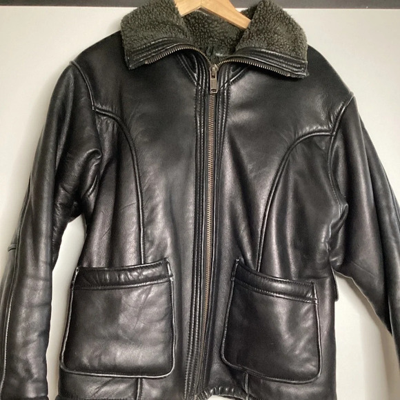 Jackets & Blazers - COPY - Hurricane Hawkins Heavy Duty Black Leather Jacket Size Large - Aviation